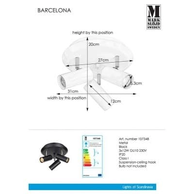 Plafon 3pł BARCELONA 107348 MARKSLOJD